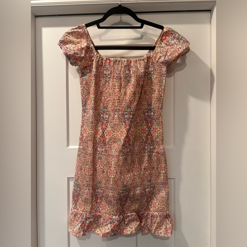 NWT Forever 21 Multicolor Smocked Dress- Cream Base with Multicolor Floral Print